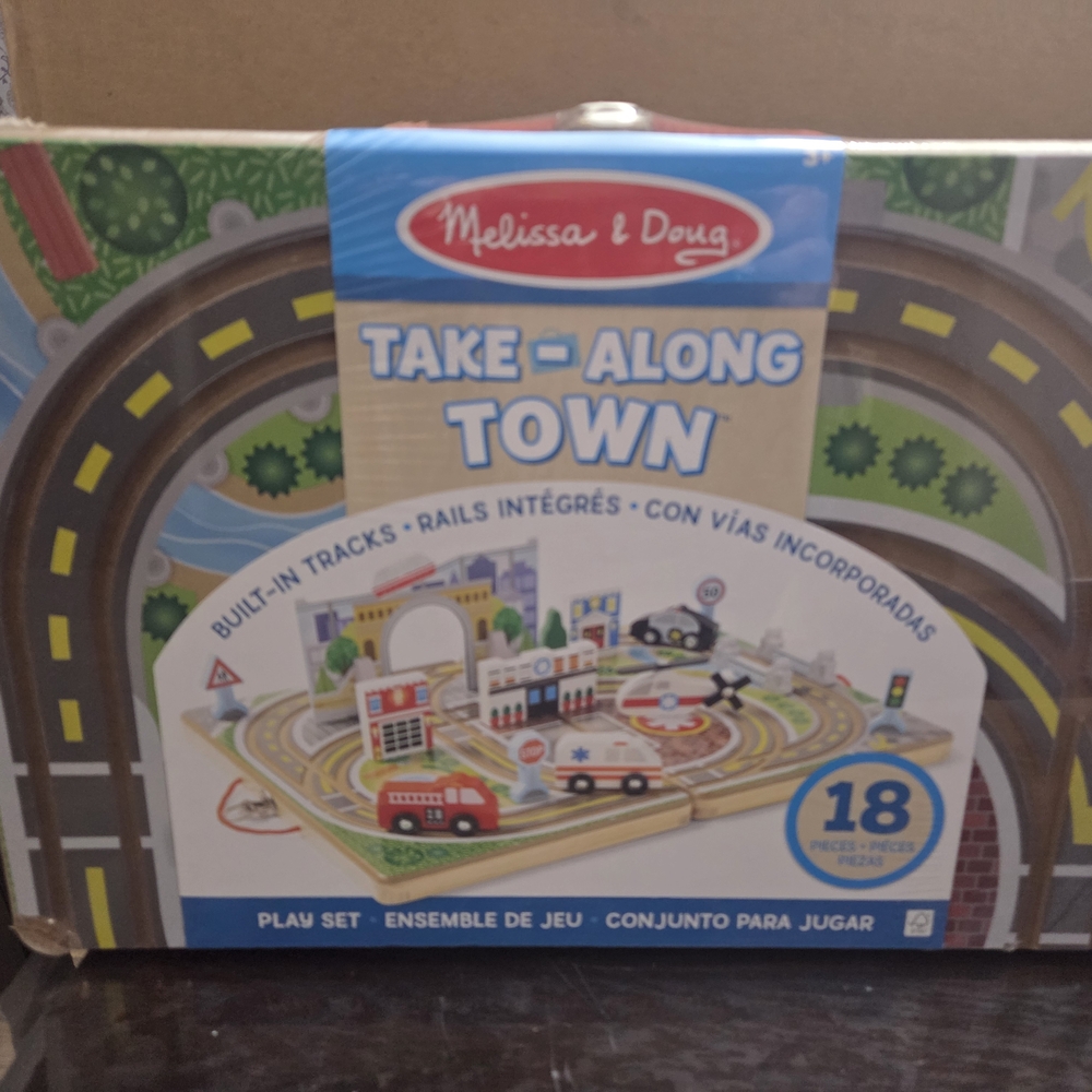 Melissa & Doug Take-Along Town Play Set with Red and Blue Accents
